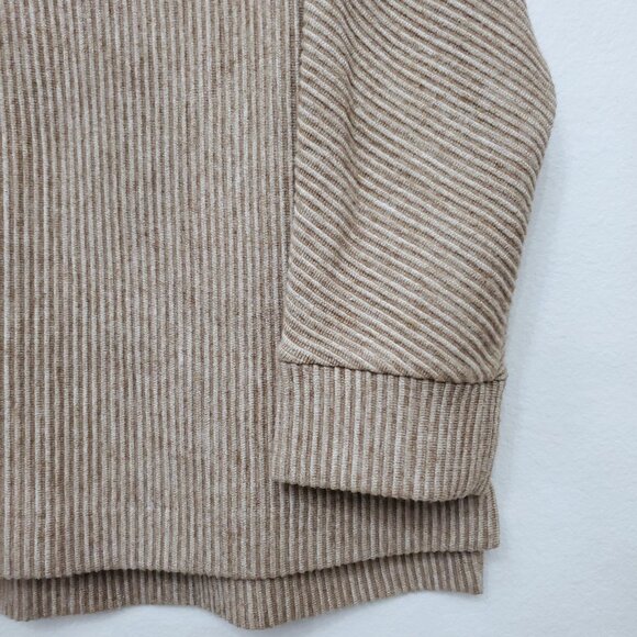 NIC+ZOE Boat Neck Dolman Sleeve Beige Ribbed Pullover Sweater Size Medium - Picture 4 of 10